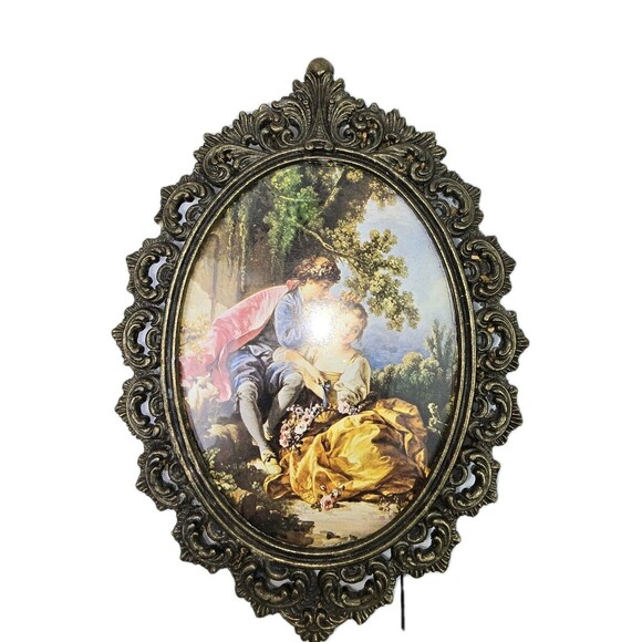 Set 4 Vintage Framed Art Victorian Brass Metal Fellinger - Picture 5 of 10